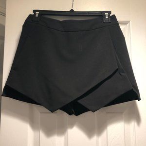 AQUA Faux Wrap Black Skort